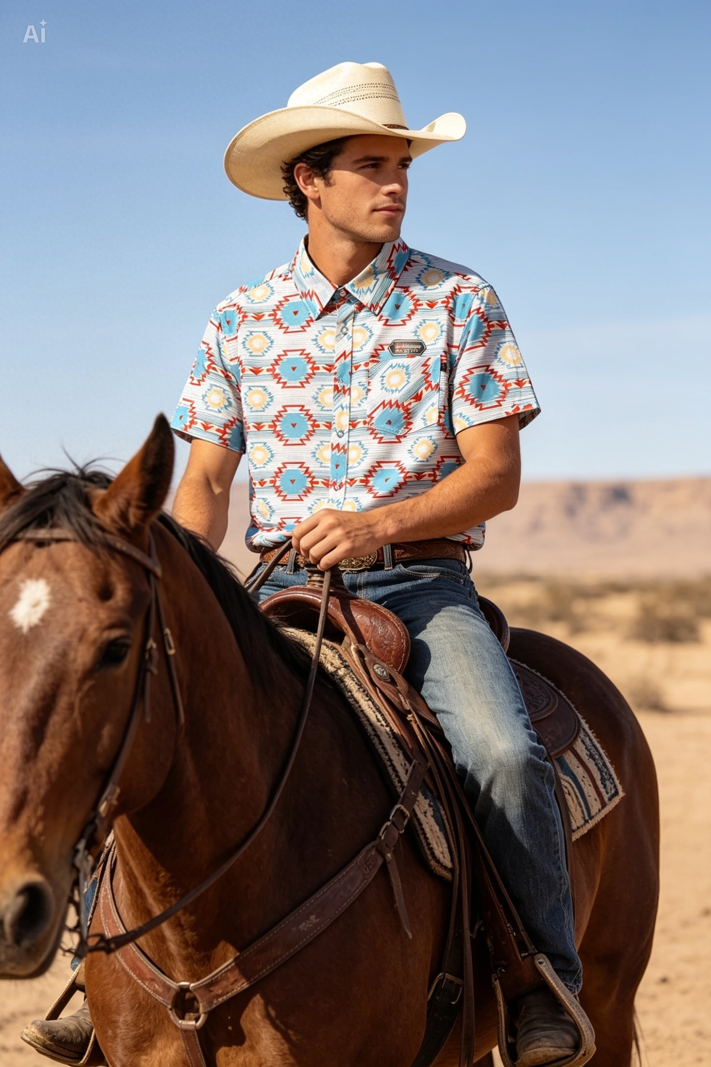 Camisa blanco rombo azul