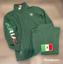 Cargar imagen en el visor de la galería, Chamarra ARIAT hombre verde con bandera de México
